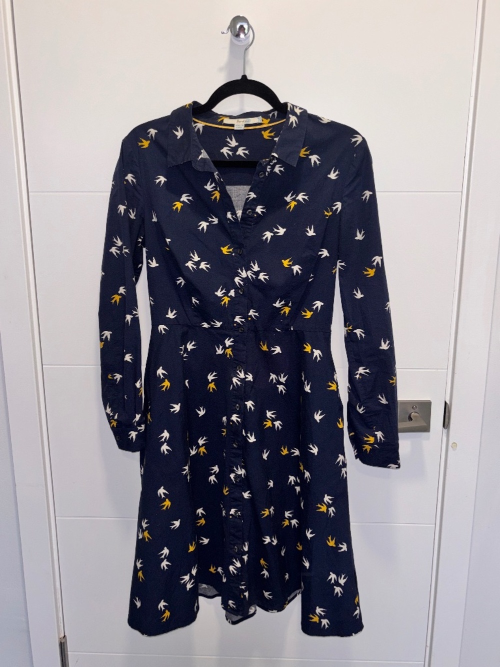 Boden Navy Bird Print Dress Size 8R